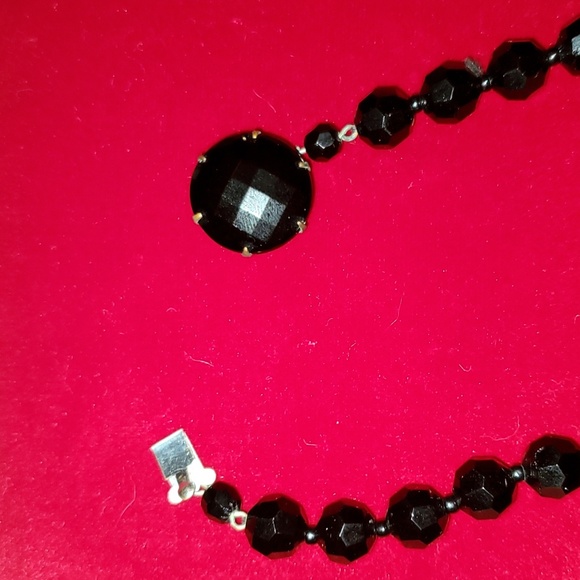 Vintage - Black Jet Glass Beaded Necklace 50s - Picture 5 of 7